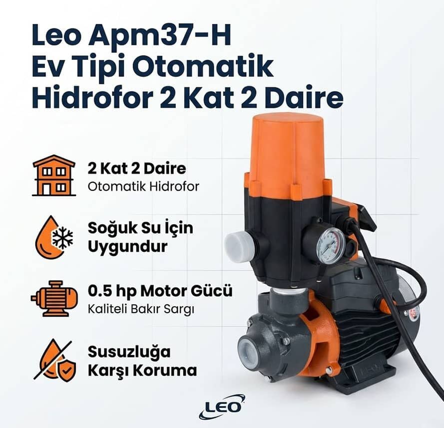 Leo Apm37-H Ev Tipi Otomatik Hidrofor 2 Kat 2 Daire