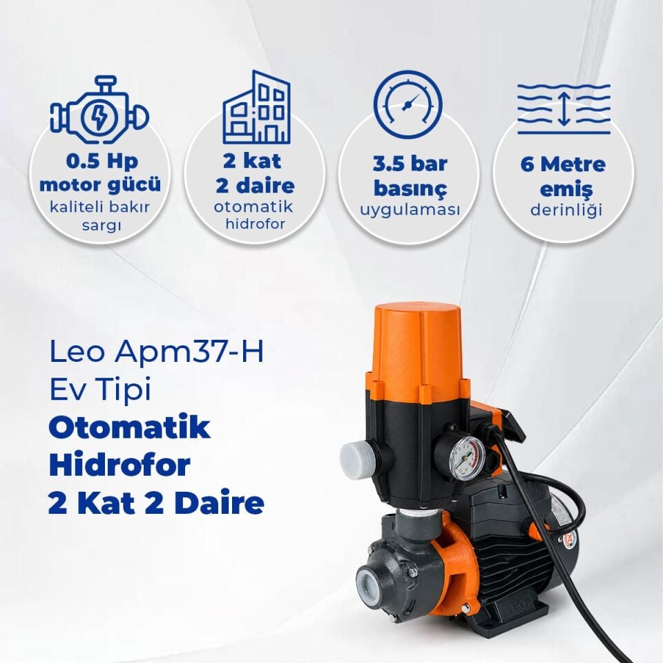 Leo Apm37-H Ev Tipi Otomatik Hidrofor 2 Kat 2 Daire