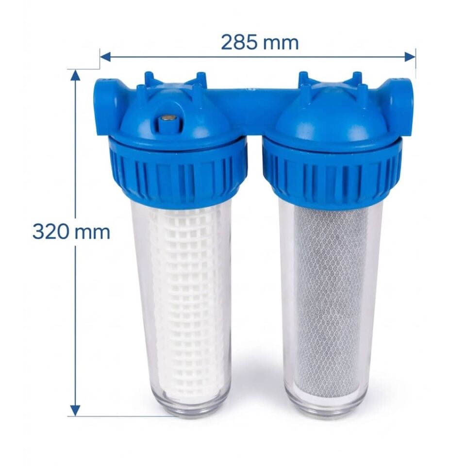 Aquafer Çiftli Filtre Takımı 3 Aşamalı Bina Girişi Su Arıtma Sistemi