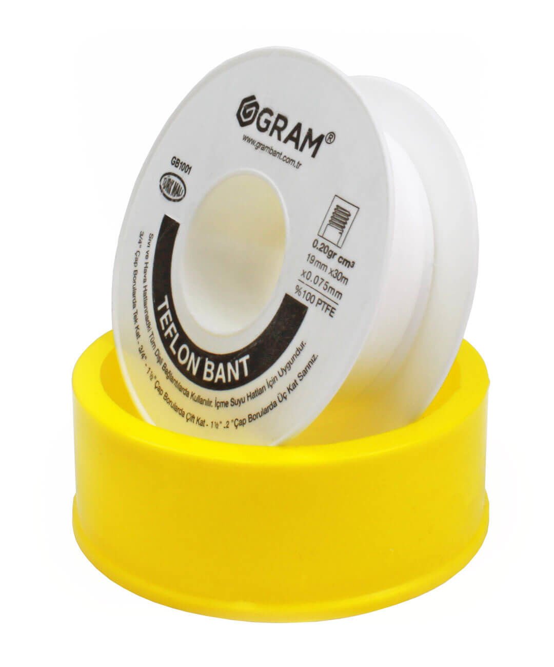 Gram Teflon Bant Sızdırmazlık Bandı 19 mm x 30 Mt 100 Adet - YERLİ ÜRETİM