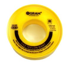 Gram Doğalgaz Teflon Bant Sızdırmazlık Bandı 12 mm x 8 Mt 250 Adet - YERLİ ÜRETİM