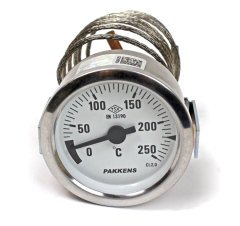 Pakkens Çap 60 0/+250 °C Arkadan Bağlantılı Pano Tip Gazlı Termometre 1mt Paslanmaz Örgülü