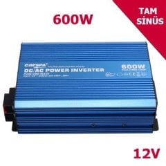CARSPA Güneş Enerji Sistemi İnverteri, Solar Enerji İnverteri 600W-12V Tam Sinüs İnverter