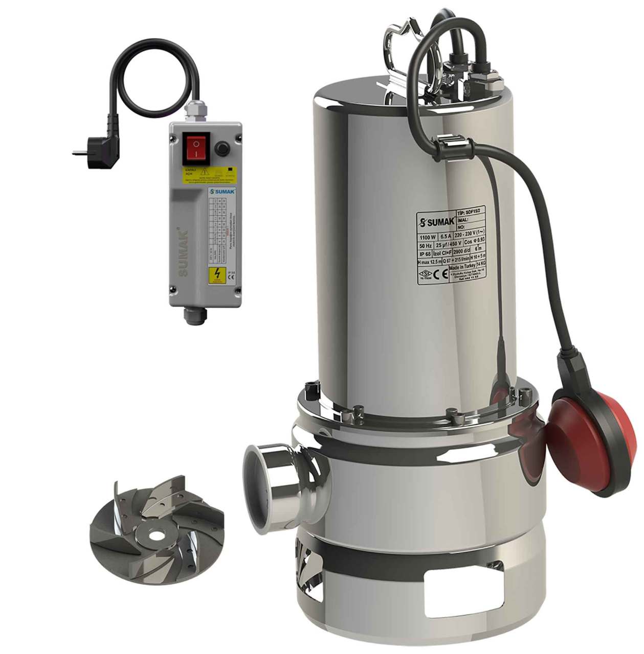Sumak SDF15/2 Paslanmaz Foseptik Dalgıç Drenaj Pompa