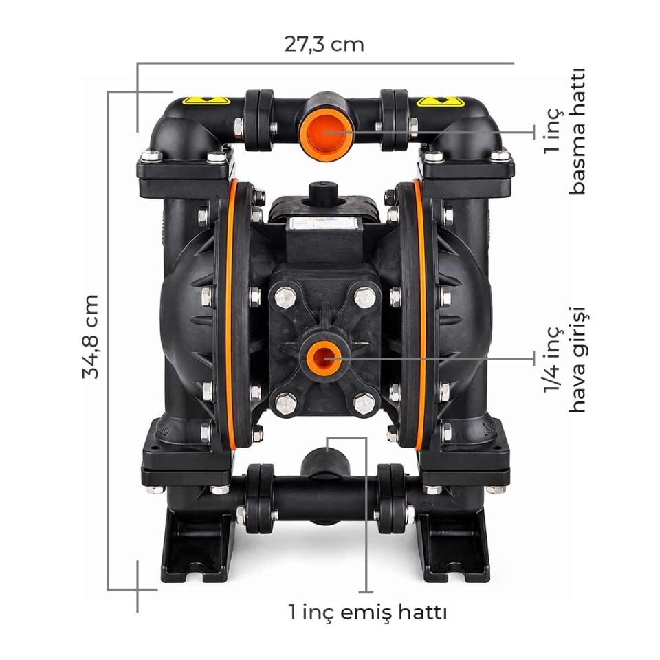 Huge Pump-Günalsan HP10 Alüminyum Gövdeli Diyaframlı Havalı Pompa 150 Litre/Dakika 7 Bar 1 inch