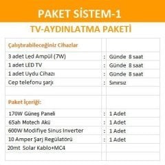 Solar Güneş Enerjili Aydınlatma-TV Paketi