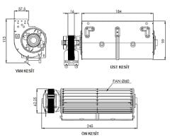 AIRCOL AKS 680-180 Tanjansiyel Radyal Fan  180 mm Genişilk 140 m³/h