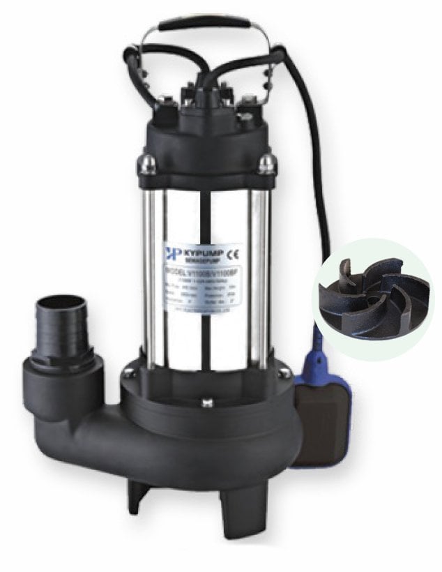 Water Sound V1100BF Kirli Su Aktarma, Vortex Fanlı Drenaj Dalgıç Pompa 14.5 mt. Yükseklik 20 m³/h