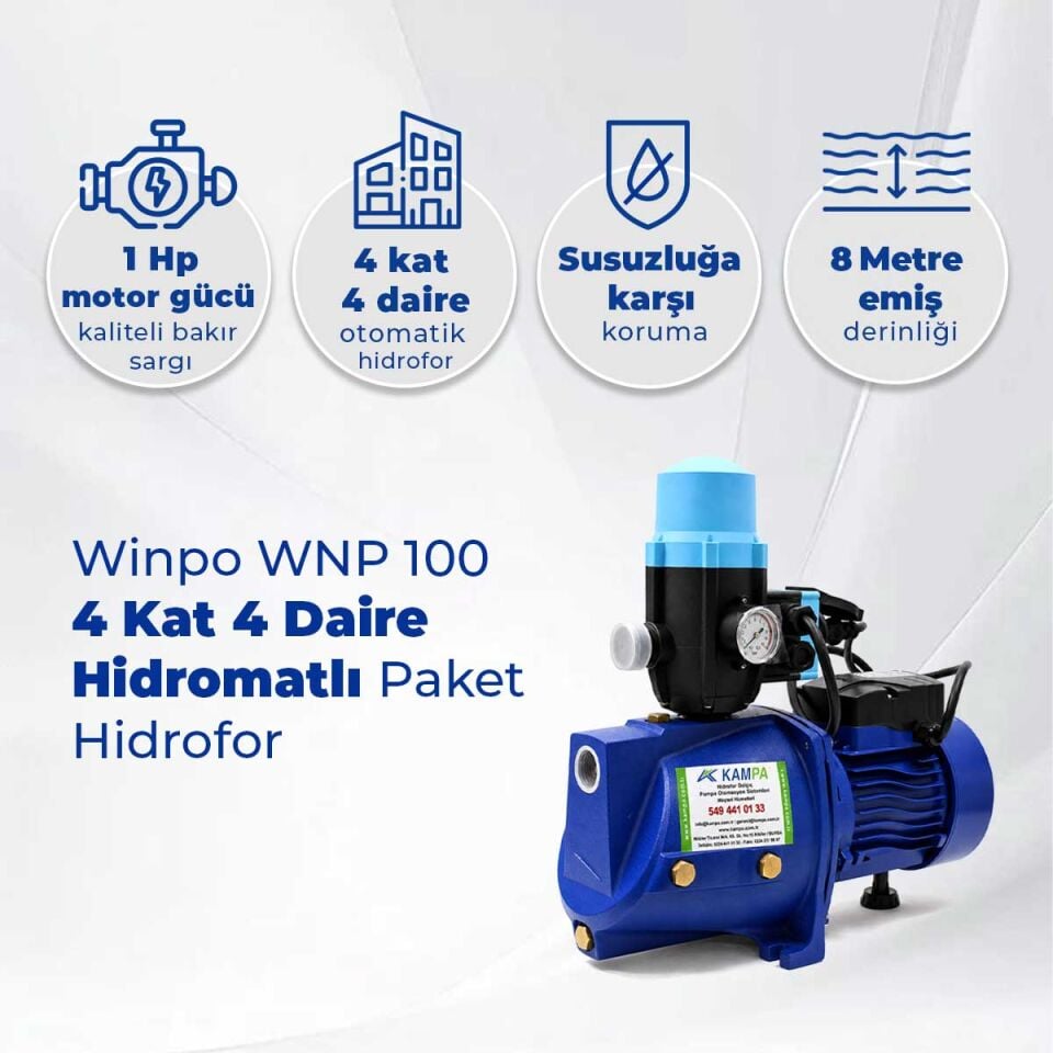 Winpo WNP 100 4 Kat 4 Daire Hidrofor, Hidromatlı Paket Hidrofor