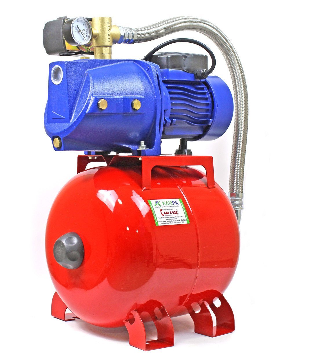 Winpo WNP 100 4 Kat 4 Daire Hidrofor, 24 Litre Yatay Tanklı Hidrofor, Ev Tipi Hidrofor