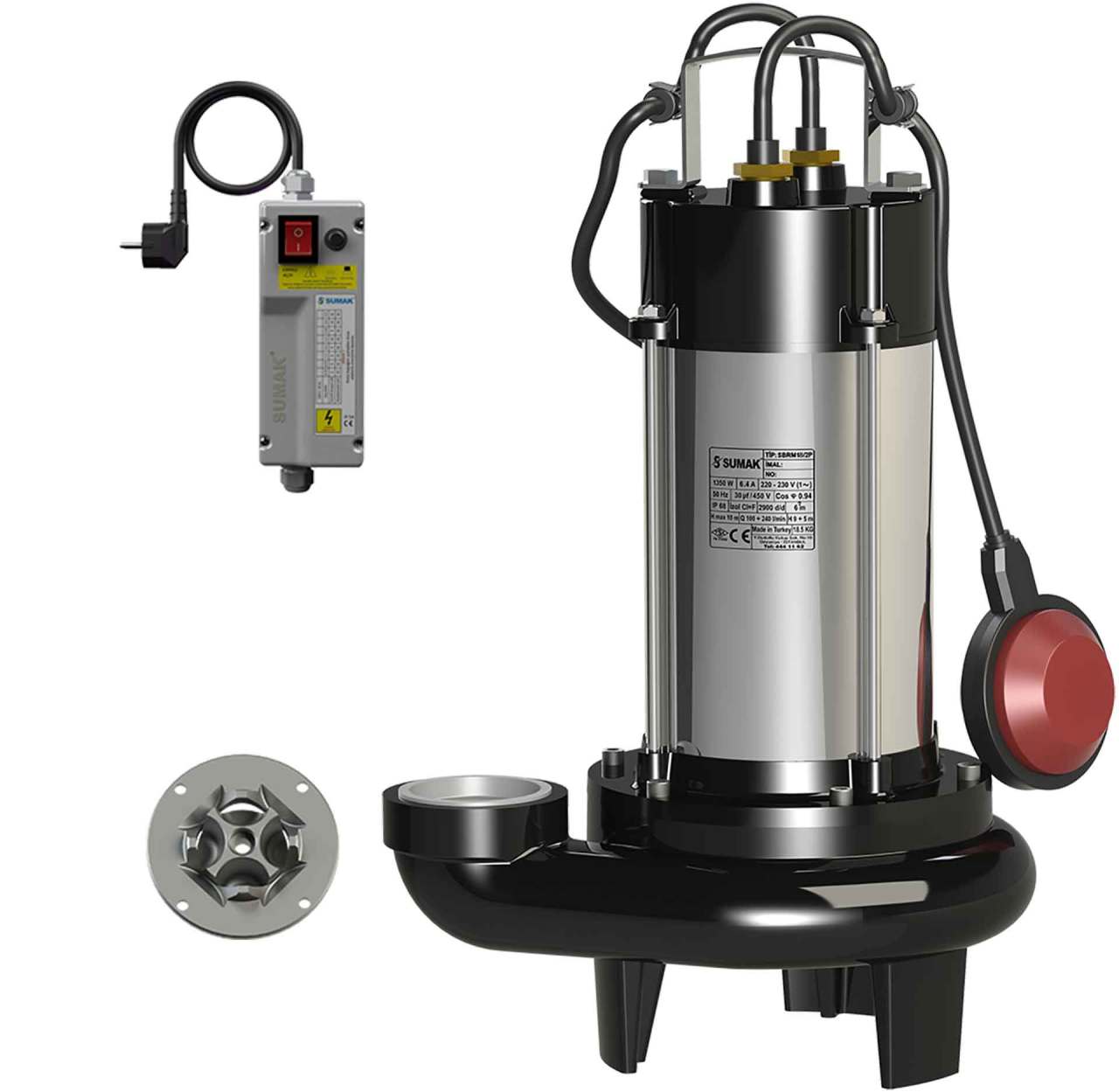 Sumak SBRM 19/2P Bıçaklı Foseptik Dalgıç Pompa 1.8Hp